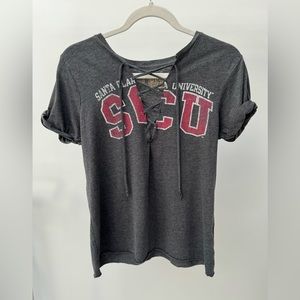 NWOT Original Retro Brand Santa Clara University Lace Up Shirt in‎ Gray